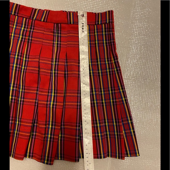 ZARA Red Plaid Pleated skirt - Picture 5 of 5